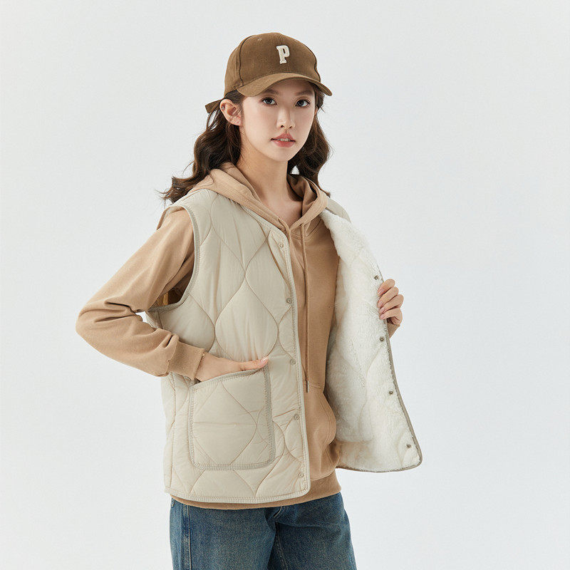 2024秋冬棉马甲女士内搭坎肩羊羔绒休闲保暖背心大码加厚加绒外穿