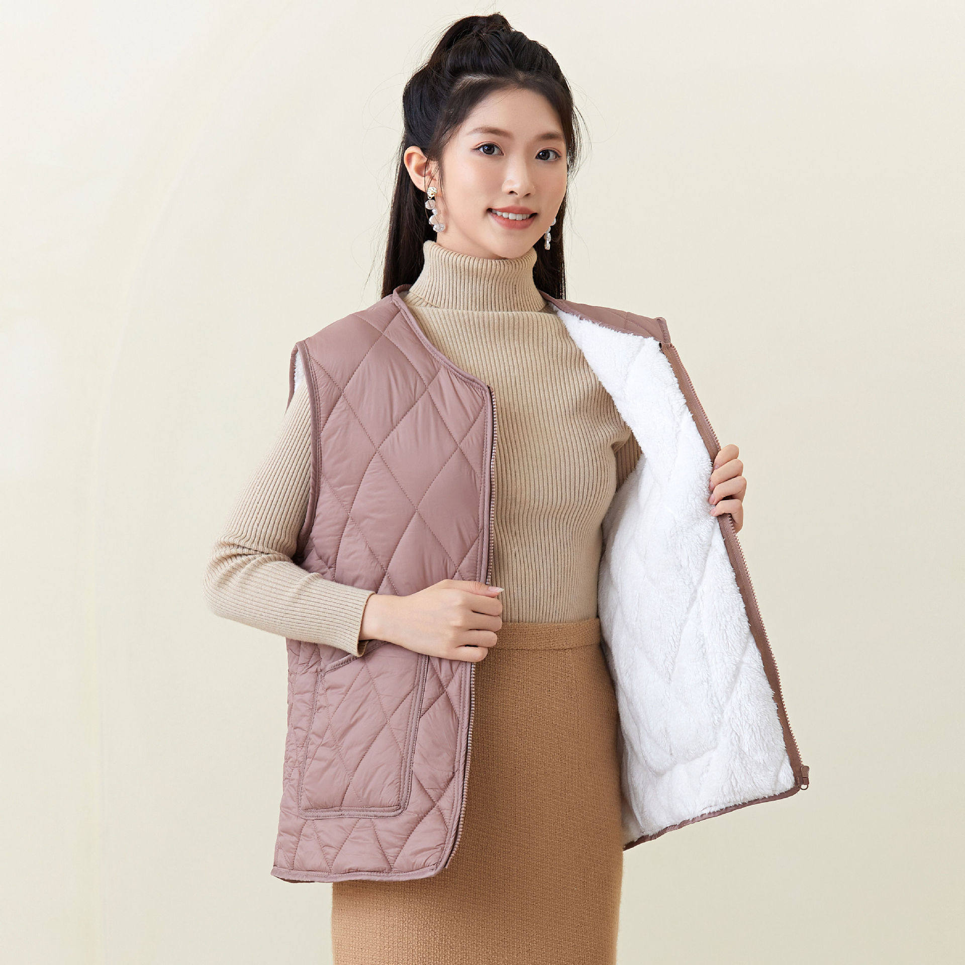 女士羽绒棉马甲休闲拉链