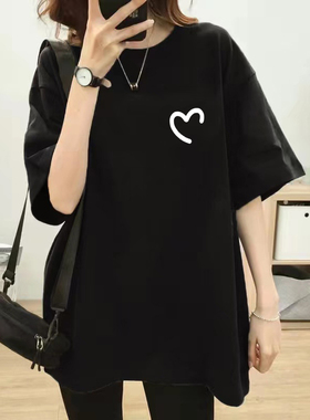 短袖t恤女宽松夏季洋气减龄bf慵懒风大码中长款港味chic半袖上衣