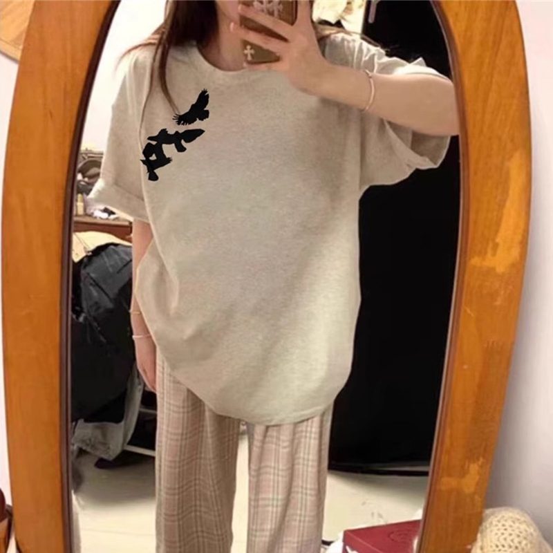 纯棉短袖t恤女2025新款爆款夏季大码胖MM宽松设计感小众正肩上衣