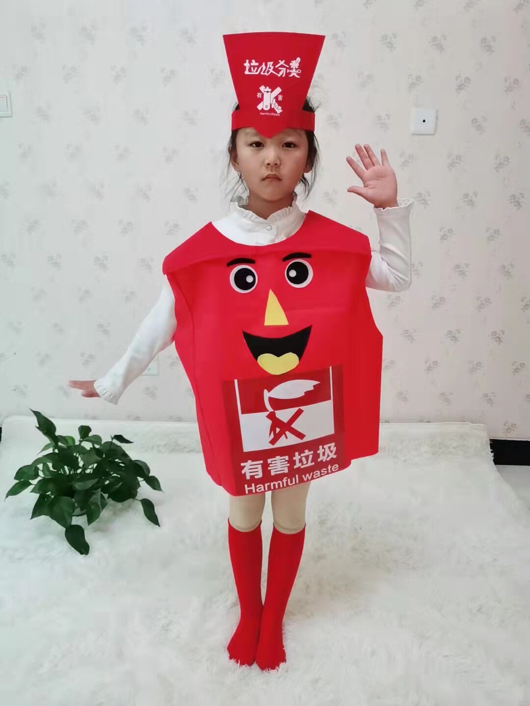 儿童表演服环保走秀服垃圾桶创意演出服学校亲子服装垃圾分类装