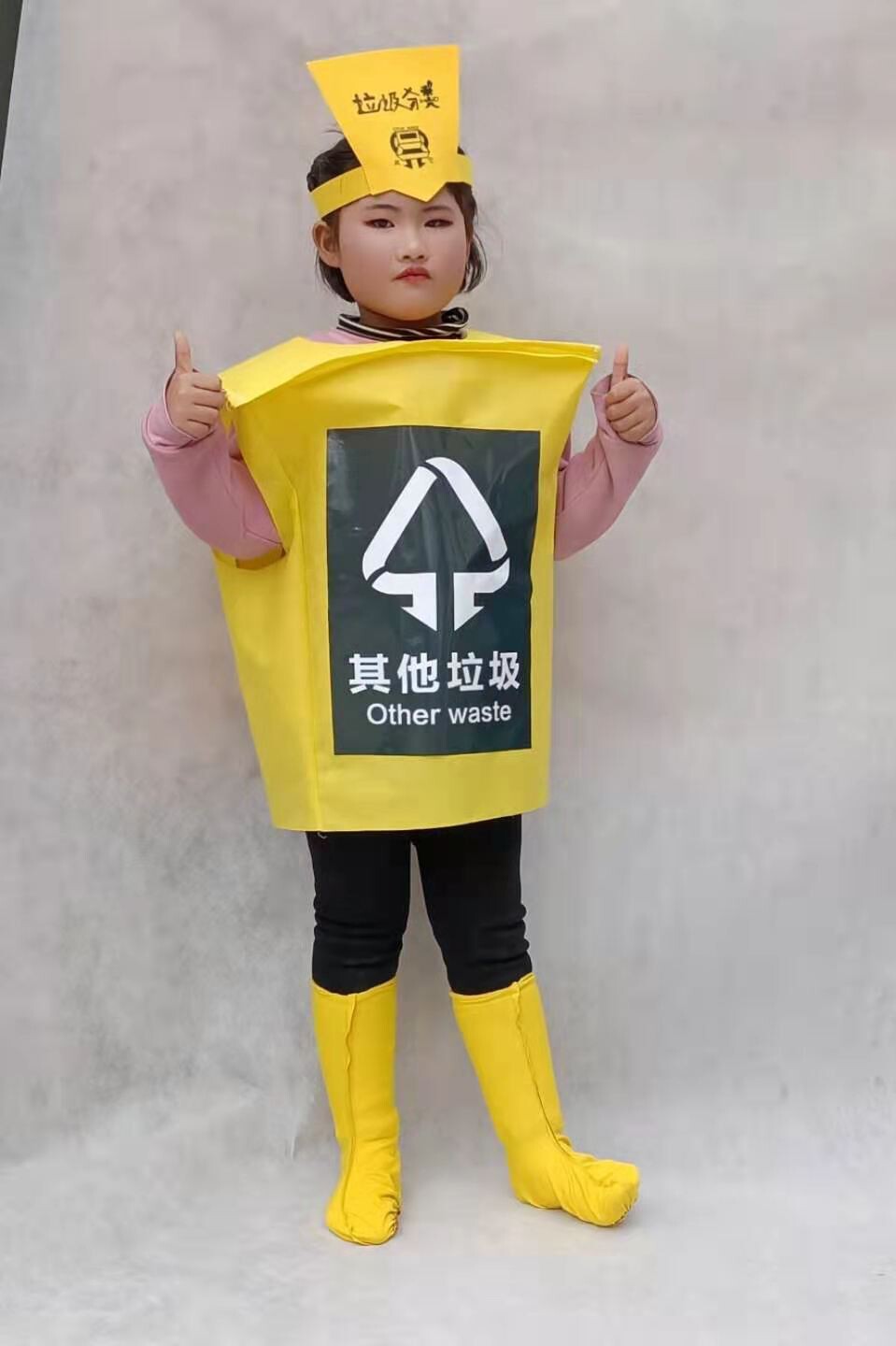 儿童新款垃圾分类卡通玩偶宣传道具服装四色分类垃圾桶表演行走服