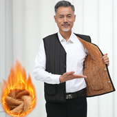 坎肩男装 中年爸爸秋冬装 背心加绒加厚保暖棉马夹中老年人男士 马甲