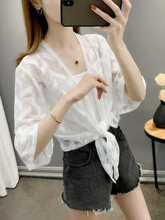 防晒衣薄款 短款 开衫 配吊带裙子外搭罩衫 上衣 外套女小披肩夏季 新款