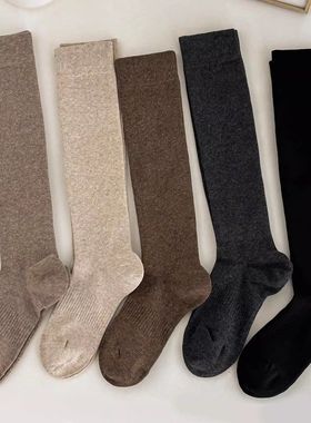 may3socks 秋冬加长堆堆袜套小腿长袜女一体机无骨纯色女百搭棉袜