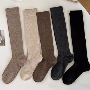 may3socks 秋冬加长堆堆袜套小腿长袜女一体机无骨纯色女百搭棉袜