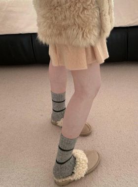 may3socks 条纹袜子女点子羊毛袜加厚中筒袜秋冬保暖堆堆袜女款袜