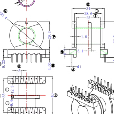 pq4040磁芯高频磁芯骨架7+7