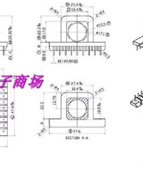 ER44变压器磁芯骨架外壳电源磁芯骨架 ETD44