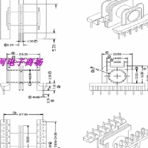 变压器骨架双槽带外壳磁芯etd34