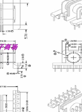 ER34变压器骨架双槽带外壳磁芯ETD34双槽骨架7+7针