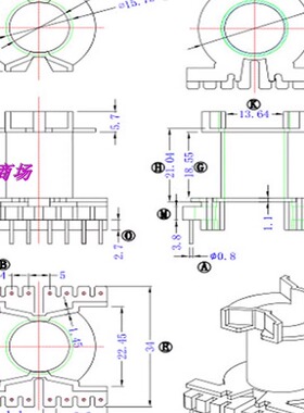 PQ3230高频磁芯骨架PQ3230变压器磁芯骨架立式8+8