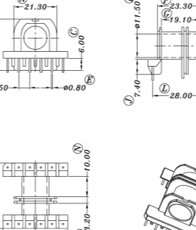 ETD34 双槽卧式6+6 外壳骨架+变压器磁芯