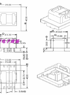 ER34ETD34EER34 变压器磁芯骨架双槽7+7带外壳的