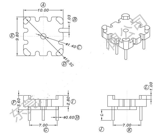 磁环底座BASE3+3针QJ-012-1