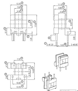 EE19 EI19互感器骨架卧式2+2 1.2U针 +变压器磁芯