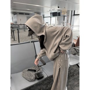 女秋冬加绒套装 运动风连帽卫衣绑带阔腿裤 漫游模式 PAPERLLL辛间