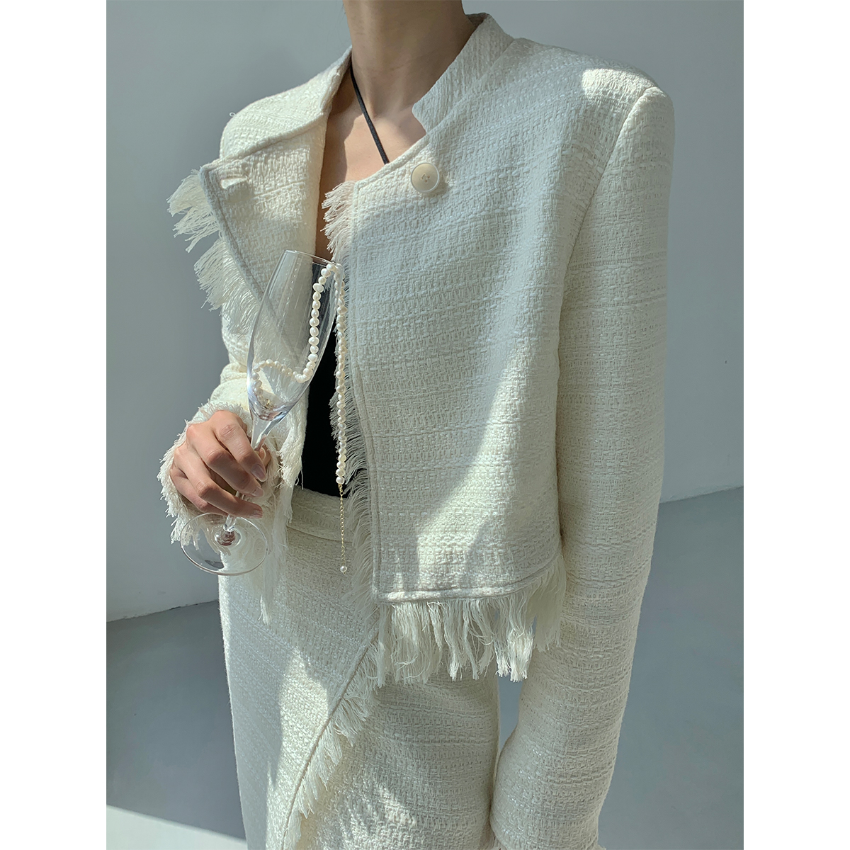 辛间早春设计名媛流苏小香风外套