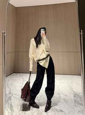 PAPERLLL辛间 古早气息 小众设计堆堆领蝙蝠袖羊毛针织衫女冬