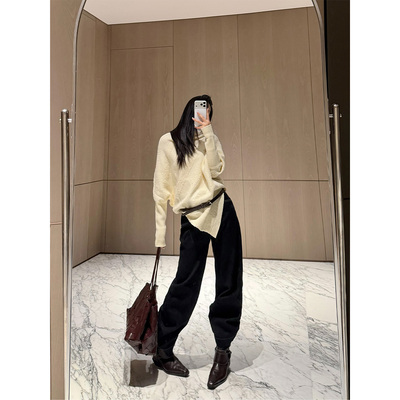 PAPERLLL辛间 古早气息 小众设计堆堆领蝙蝠袖羊毛针织衫女冬