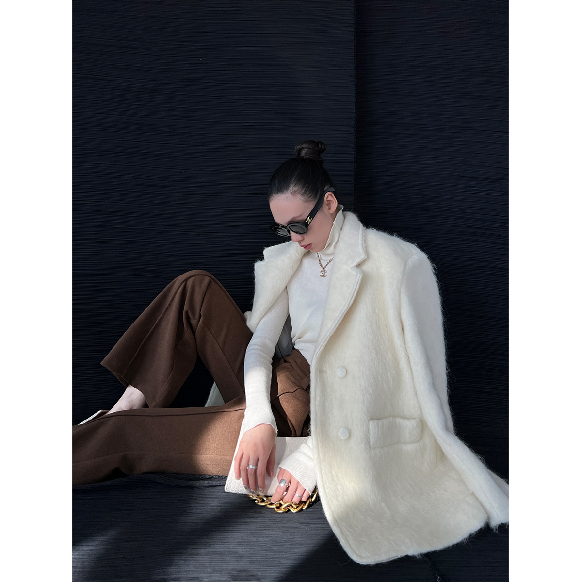 设计感山羊毛加厚毛呢西装