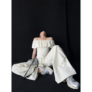 低腰休闲直筒裤 PAPERLLL辛间 裤 宽松显瘦双腰袢工装 女夏 时髦美式