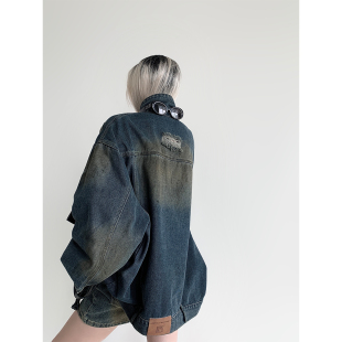 女 复古做旧宽松水洗牛仔外套＋半裙套装 PAPERLLL辛间 VTG废土风