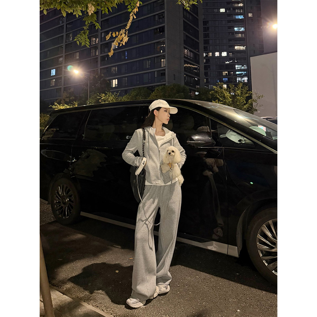 PAPERLLL辛间 松弛系 运动风修身连帽卫衣+阔腿裤女休闲舒适套装