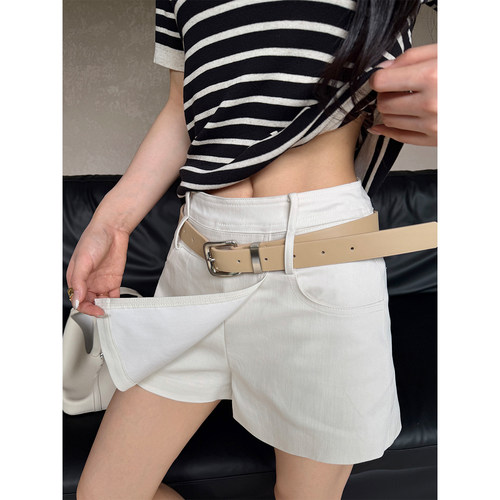PAPERLLL辛间 智性Chic 莱赛尔双腰头假两件a字裙裤女夏休闲短裤