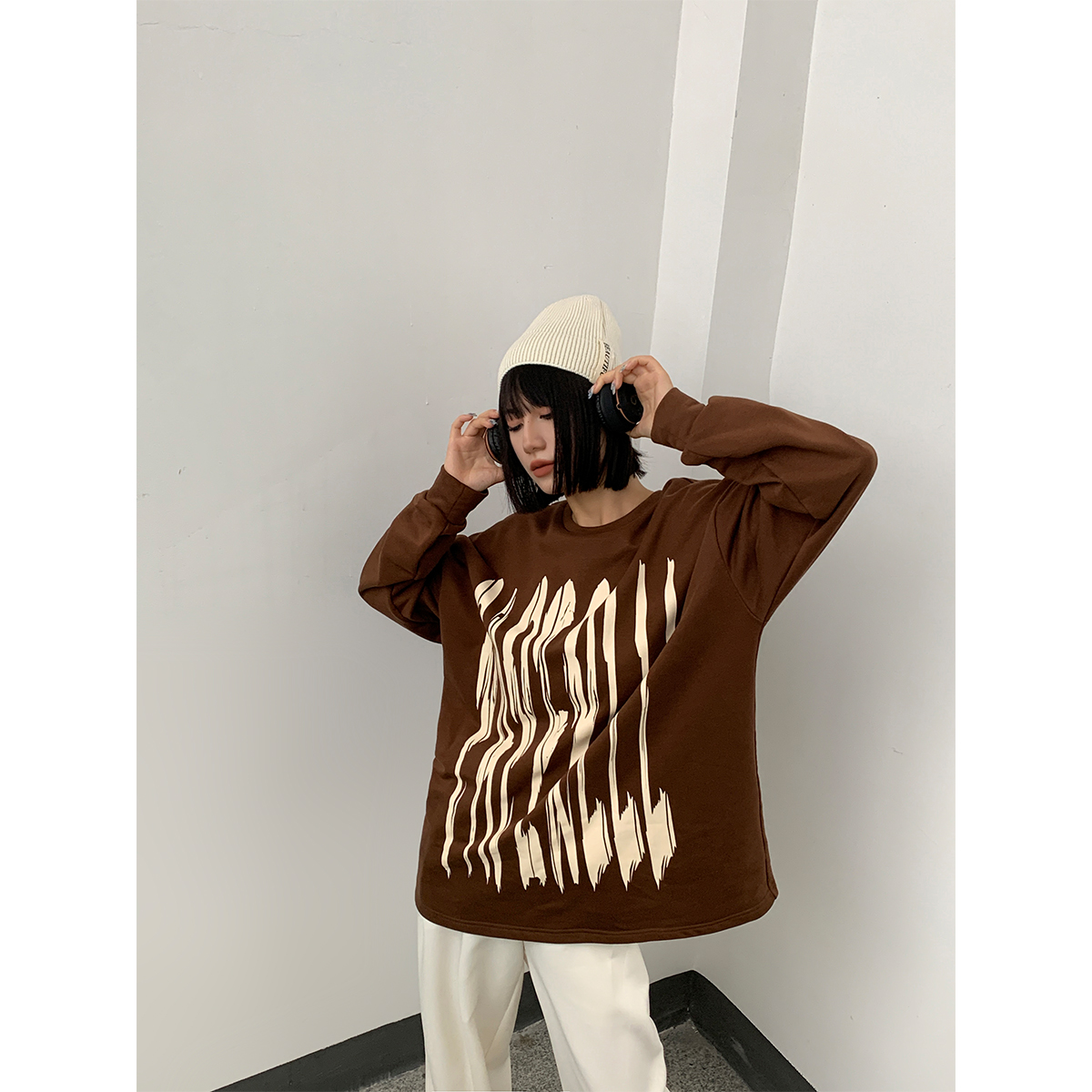 原创印花oversize百搭Bi备