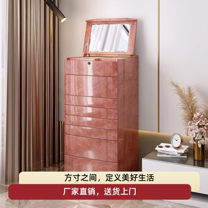 轻奢落地首饰收纳柜高档精致带镜密码指纹锁斗柜家用实木珠宝柜