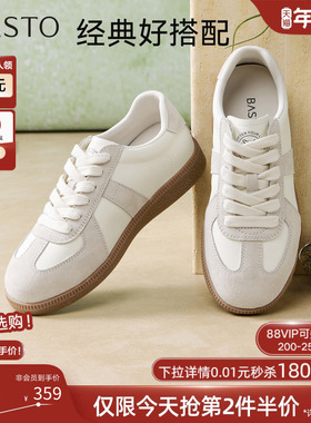 百思图26春商场新款经典复古厚底德训鞋平底运动女休闲鞋Q1007AM6