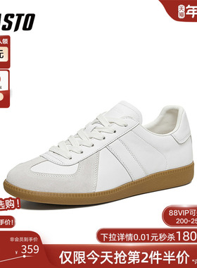 百思图26春季商场新款轻便德训鞋复古阿甘小白鞋男运动鞋BC781AM6