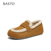 新款 勃肯鞋 时尚 百思图2025冬季 复古休闲加绒保暖女单鞋 D3505DM5