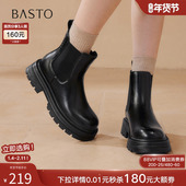 时尚 百思图2025冬季 新款 厚底切尔西靴烟筒靴圆头女短靴W0720DD5