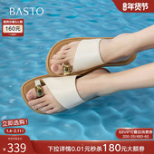 舒适海边沙滩一字拖外穿女凉拖鞋 百思图2025夏季 商场新款 F5111BT5