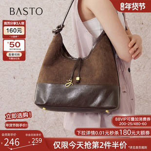 百思图25冬季商场新款大容量托特包包hobo反绒麂皮单肩包TY100DX5