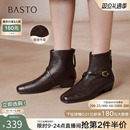 靴F3051DD5 通勤方头复古短靴粗跟女时装 百思图2025冬季 商场新款