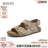 休闲运动凉鞋 魔术贴厚底勃肯鞋 女T6497BL6 商场新款 百思图2026夏季