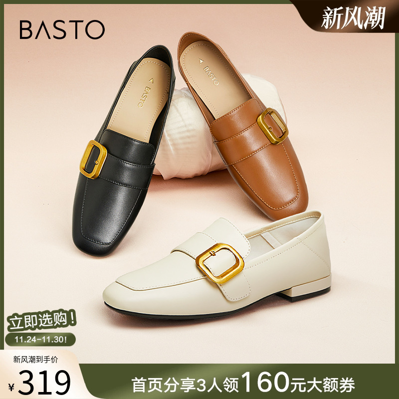 秋季粗跟女单鞋百思图简约