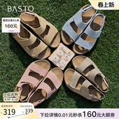 女运动沙滩凉鞋 复古休闲勃肯鞋 B6465BL5 商场新款 百思图夏季