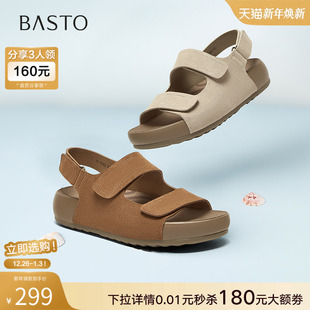 厚底女沙滩凉鞋 百思图2025夏季 运动凉鞋 休闲勃肯鞋 D7732BL5 新款