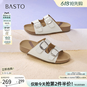 百思图2026夏季新款女款勃肯拖