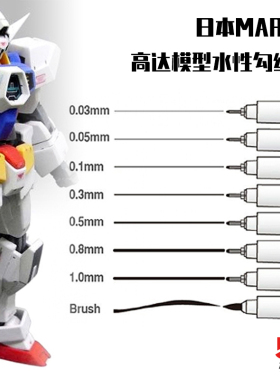 5D模型日本MARVY 高达模型专用 极细上色勾线笔 水性 马克笔 黑色