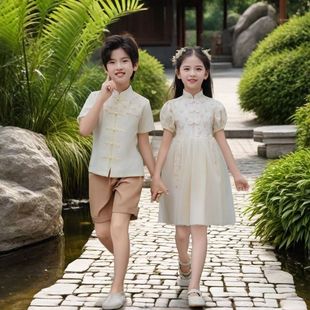 六一儿童夏季演出服小学生毕业合唱服幼儿园班服新中式纱裙礼服