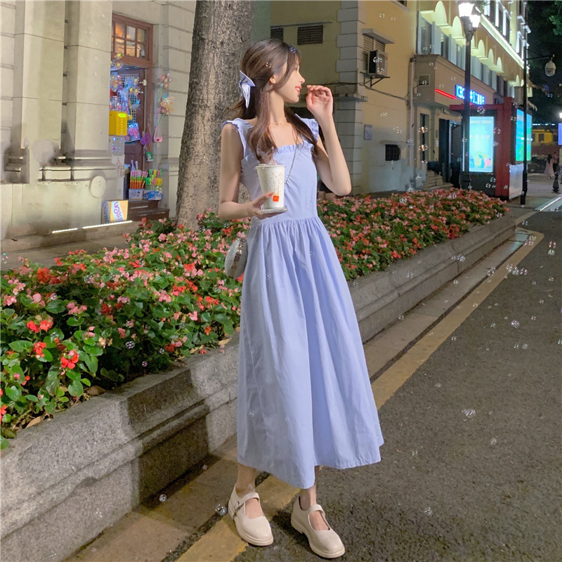 Real price Korean loose and slim suspender dress