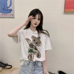 Real price Korean loose cartoon printed T-shirt