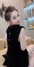 欧货真丝绒木耳边无袖宽松背心上衣遮肉娃娃衫短裤套装女2025夏季