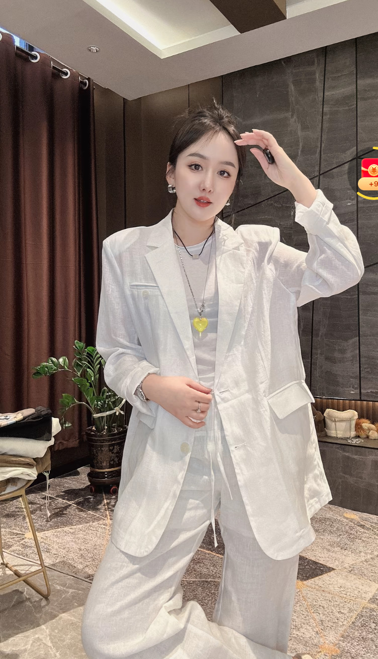 亚麻小西装外套女2026年新款薄款宽松上衣文艺中式立领亚麻西服