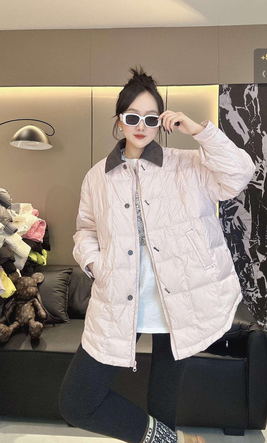 韩系时尚拼接撞色翻领棉服女2026冬季新款宽松显瘦加厚保暖外套潮